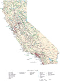 Detailed California Cut-Out Style Digital Map with County Boundaries, Cities, Highways, National Parks, and more