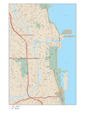 Chicago  IL Map - City Center - 15 square miles - with Local Streets