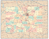 Colorado Map with Counties, Cities, County Seats, Major Roads, Rivers and Lakes