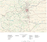 Detailed Colorado Cut-Out Style Digital Map with County Boundaries, Cities, Highways, National Parks, and more