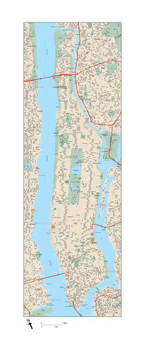 Manhattan Island Adobe Illustrator Vector Map File - 65 square miles - with Local Streets