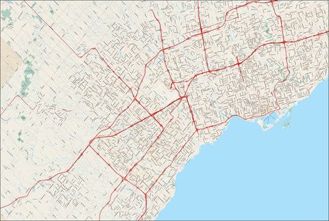 Toronto Canada Map - Metro Area - with Highways and Major Roads