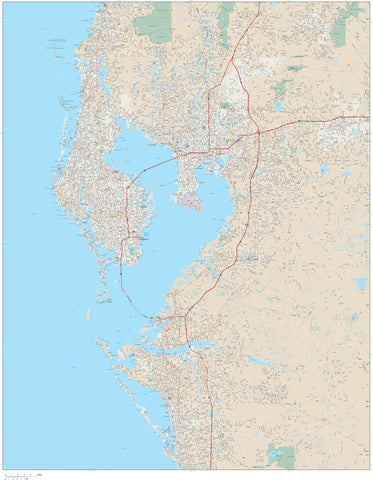 Tampa FL Map - Metro Area with Highways and Local Streets