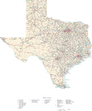 Detailed Texas Cut-Out Style Digital Map with County Boundaries, Cities, Highways, National Parks, and more