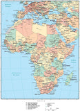 Africa Map with Countries, Capitals, Cities, Roads and Water Features