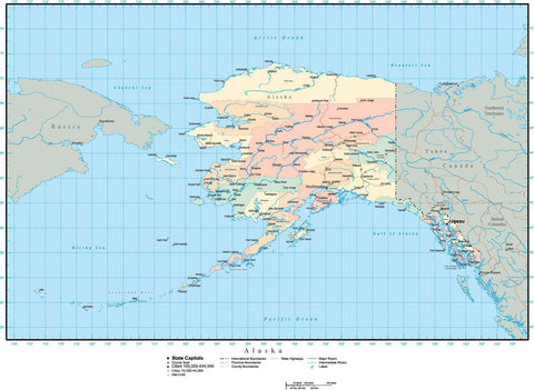 Digital Alaska map in Adobe Illustrator vector format