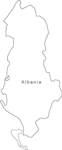 Digital Black & White Albania map in Adobe Illustrator EPS vector format