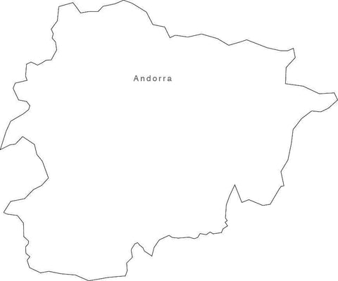 Digital Black & White Andorra map in Adobe Illustrator EPS vector format