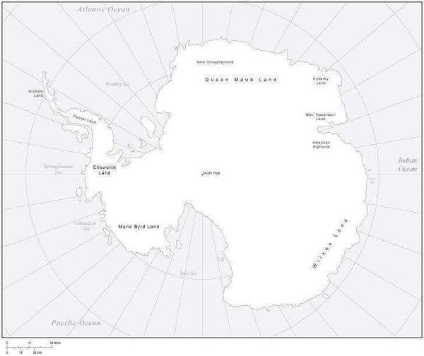Antarctica Black & White Map