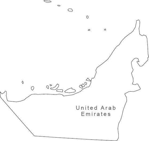 Digital Black & White United Arab Emirates map in Adobe Illustrator EPS vector format
