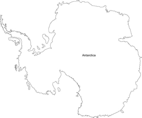 Digital Black & White Antarctica map in Adobe Illustrator EPS vector format