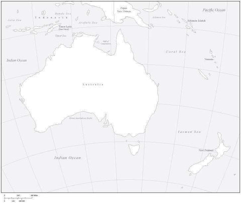 Digital Australia Map - Black & White