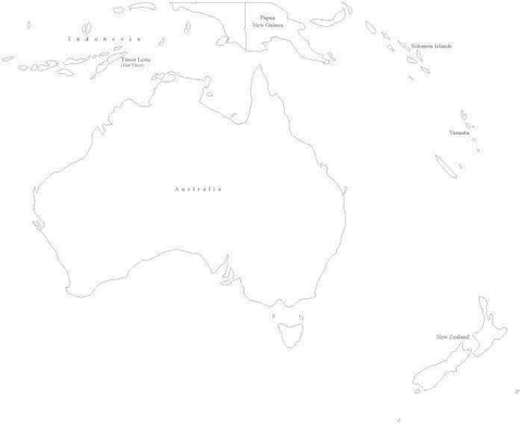 Australia Black & White Map