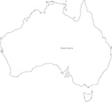 Digital Black & White Australia map in Adobe Illustrator EPS vector format