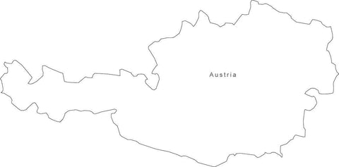 Digital Black & White Austria map in Adobe Illustrator EPS vector format