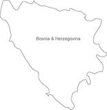 Digital Black & White Bosnia & Herzegovina map in Adobe Illustrator EPS vector format