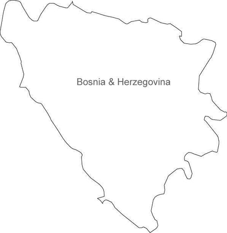 Digital Black & White Bosnia & Herzegovina map in Adobe Illustrator EPS vector format