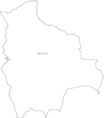 Digital Black & White Bolivia map in Adobe Illustrator EPS vector format
