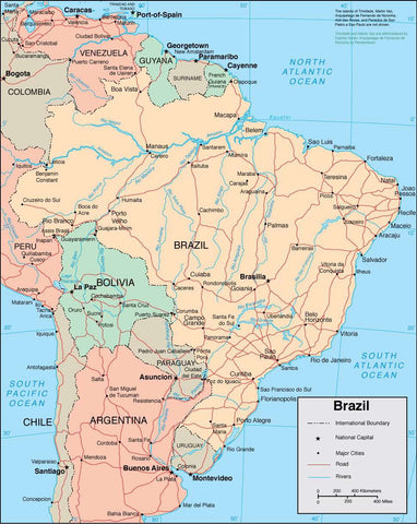 Digital Brazil map in Adobe Illustrator vector format