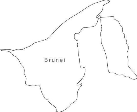 Digital Black & White Brunei map in Adobe Illustrator EPS vector format