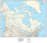Canada Region Map with Country Boundaries, Canadian Provinces, Major Cities, Roads, Rivers and Lakes
