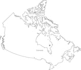 Digital Black & White Canada map in Adobe Illustrator EPS vector format