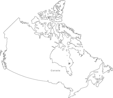 Digital Black & White Canada map in Adobe Illustrator EPS vector format