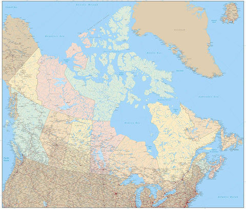 Poster Size Canada Map with Provinces
