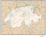 Switzerland Digital Vector Map with Administrative Areas and Capitals