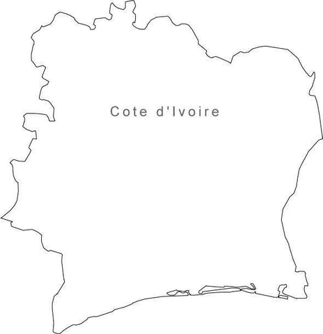 Digital Black & White Cote d'Ivoire map in Adobe Illustrator EPS vector format