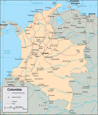 Digital Colombia map in Adobe Illustrator vector format