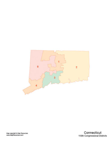 Digital Connecticut Map with 2022 Congressional Districts