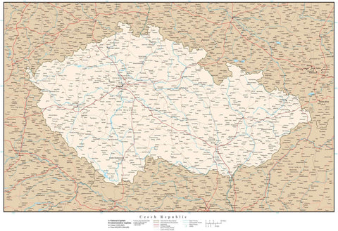 Poster Size Czech Republic Map