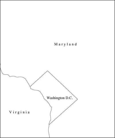 Digital DC Map with Counties - Black & White