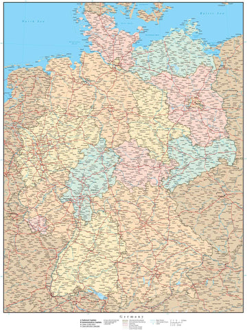 High Detail Germany Map with States