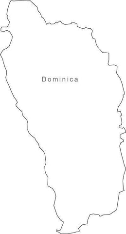Digital Black & White Dominica map in Adobe Illustrator EPS vector format