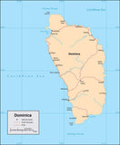 Digital Dominica map in Adobe Illustrator vector format