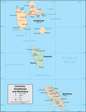 Digital Dominica Guadeloupe Martinique map in Adobe Illustrator vector format