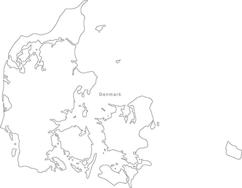Digital Black & White Denmark map in Adobe Illustrator EPS vector format