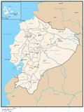 Ecuador Digital Vector Map with Provinces and Capitals