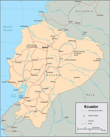 Digital Ecuador map in Adobe Illustrator vector format