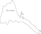 Eritrea Map - Black & White Simple Outline