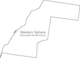 Digital Black & White Western Sahara map in Adobe Illustrator EPS vector format
