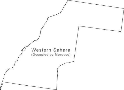 Digital Black & White Western Sahara map in Adobe Illustrator EPS vector format