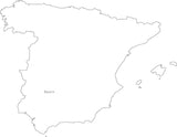 Digital Black & White Spain map in Adobe Illustrator EPS vector format