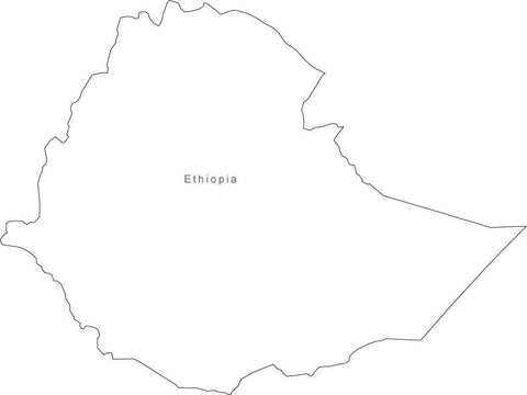 Digital Black & White Ethiopia map in Adobe Illustrator EPS vector format