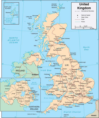 Digital United Kingdom map in Adobe Illustrator vector format