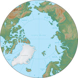 Globe North Pole Terrain map in Adobe Illustrator vector format with Photoshop terrain image GL-NPL-952878