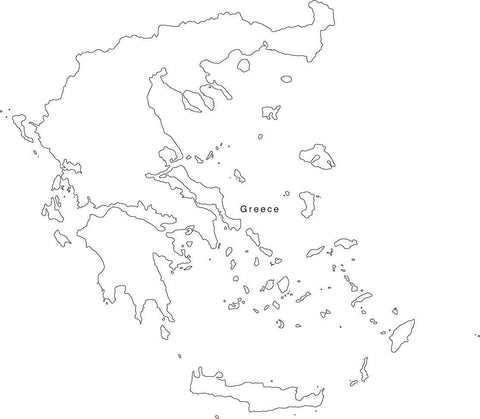 Digital Black & White Greece map in Adobe Illustrator EPS vector format