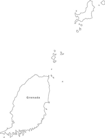 Digital Black & White Grenada map in Adobe Illustrator EPS vector format